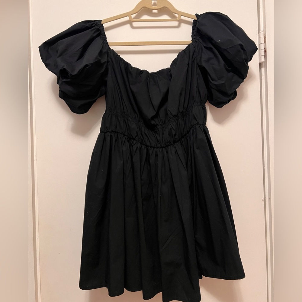 Off-The-Shoulder Puff Sleeve Mini Dress